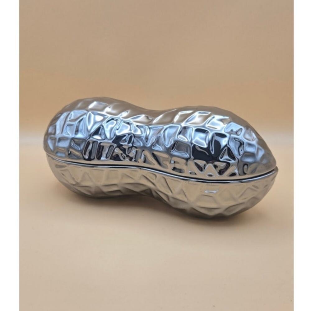 Peanut Shape Silver Accent Trinket Box